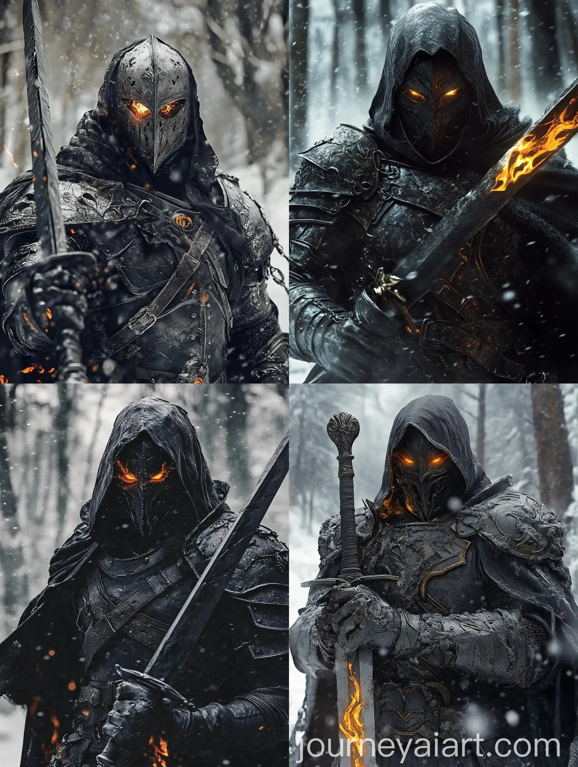 Dark-Fantasy-Evil-Knight-in-Snowy-Forest-with-Flaming-Sword