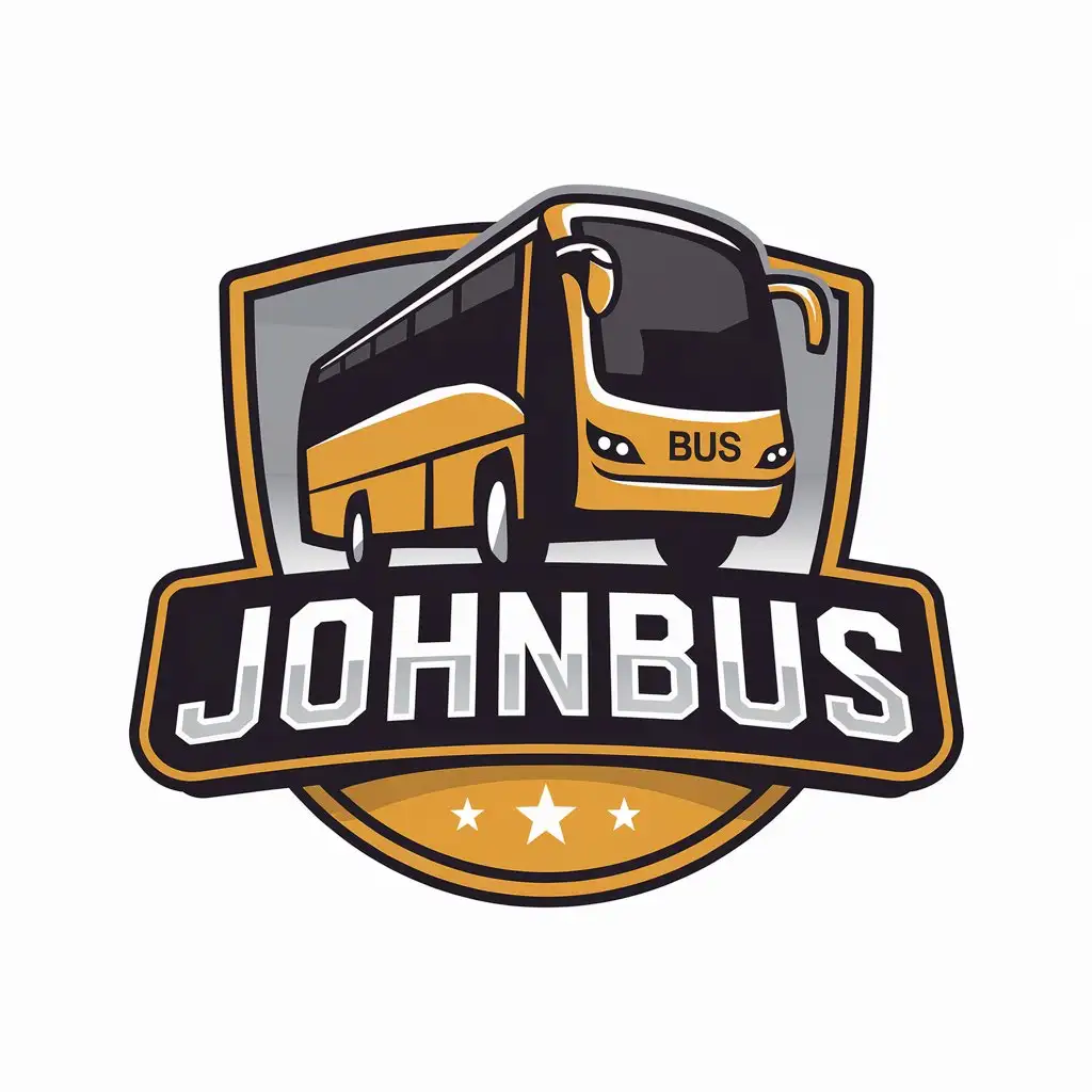 LOGO Design For JOHNBUS Modern Vector Design with Bus Symbol on Clear Background