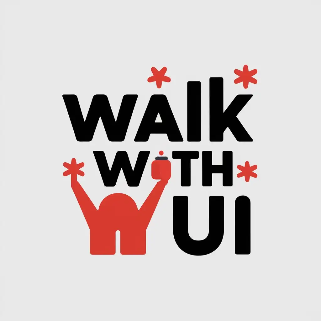 a vector logo design,with the text "walk with hui", main symbol:with characters using humanity,Moderate,be used in Entertainment industry,clear background