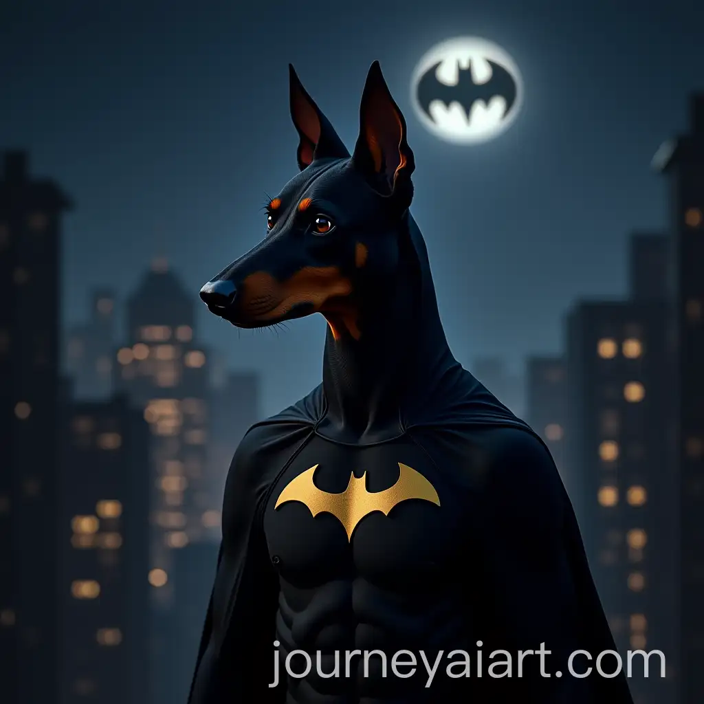 Doberman-in-Batman-Costume-Against-a-Dark-Gothic-Cityscape