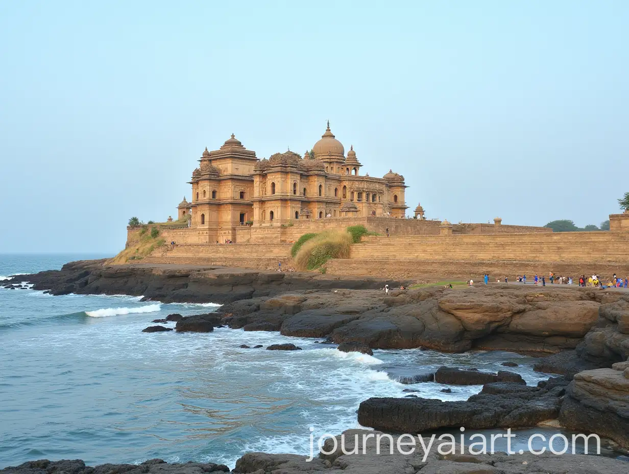 Majestic-Ancient-Temple-in-Gujarat-Surrounded-by-Serene-Coastal-Landscape
