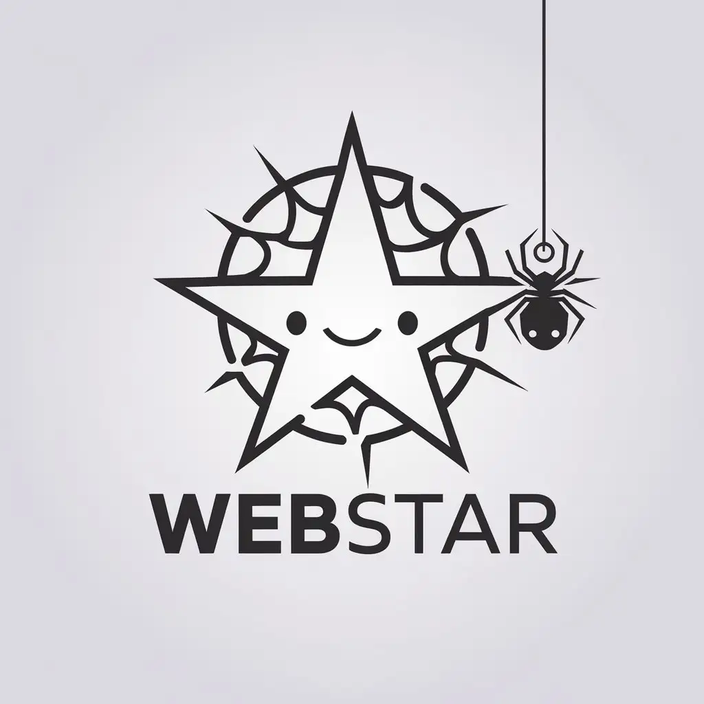 LOGO Design for WebStar Minimalistic Vector Design with Web and Artistic Spider Theme