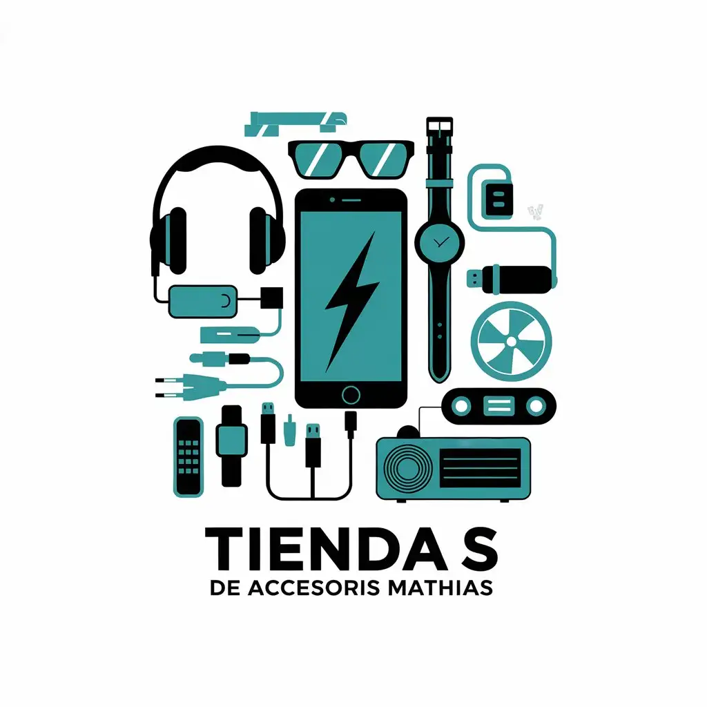 LOGO Design for Tienda de Accesorios Mathias Electronics Gadgets Theme with Vector Elements