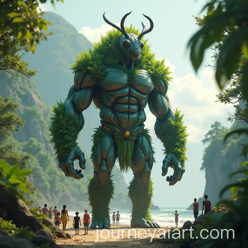 Mighty-Humanoid-Ant-King-Surrounded-by-Tiny-People-in-a-Forest