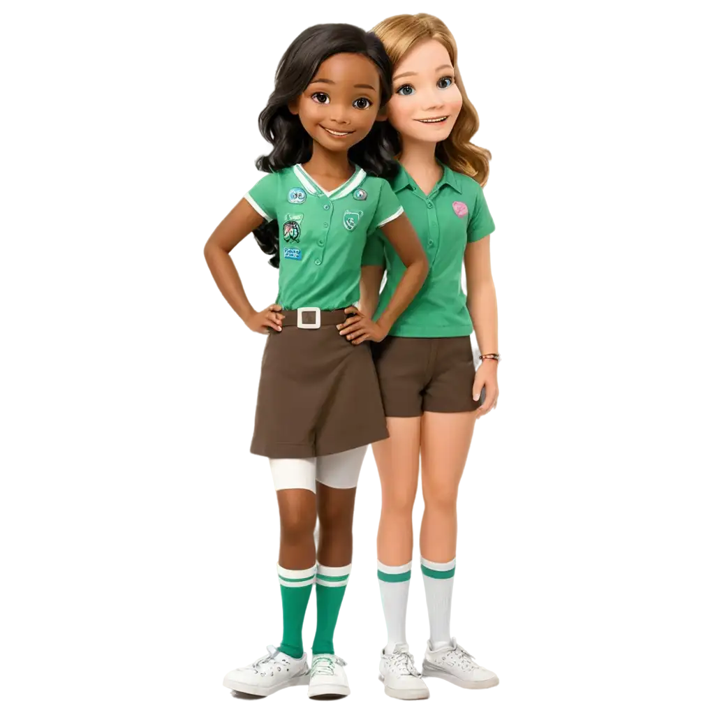 Girl-Scouts-Brownie-Troop-PNG-13-Diverse-9YearOlds-in-Pixar-Style-with-Brownie-Vests