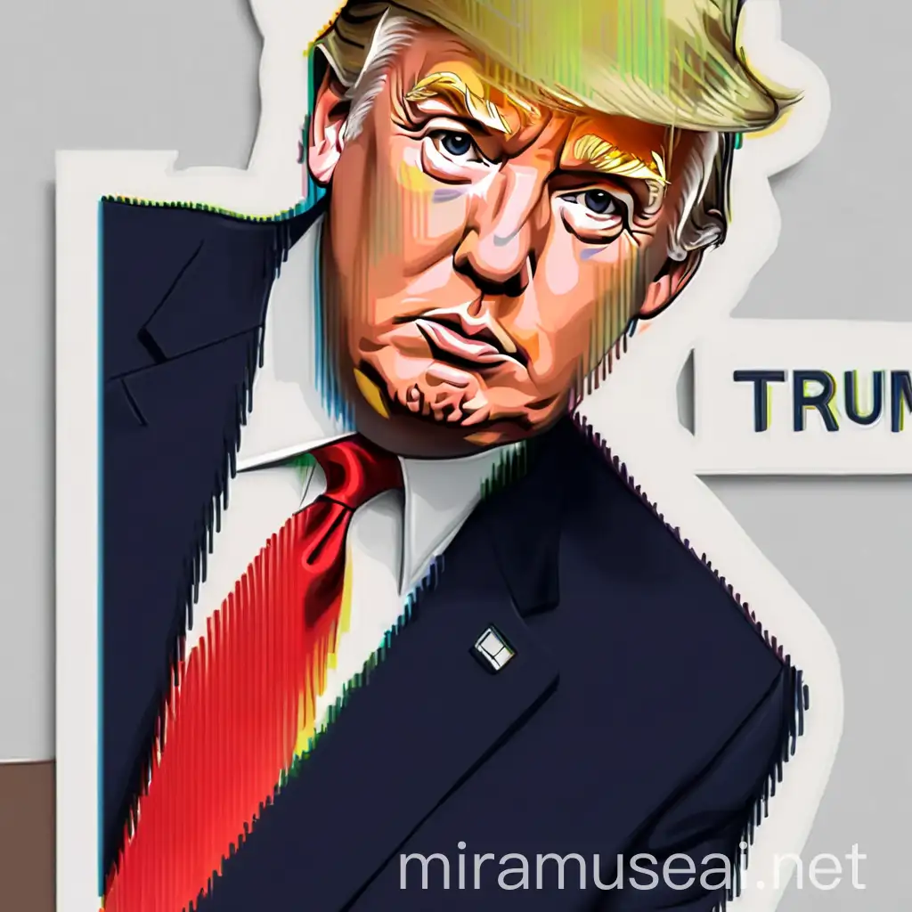 Handdrawn Portrait of Donald Trump Peeking