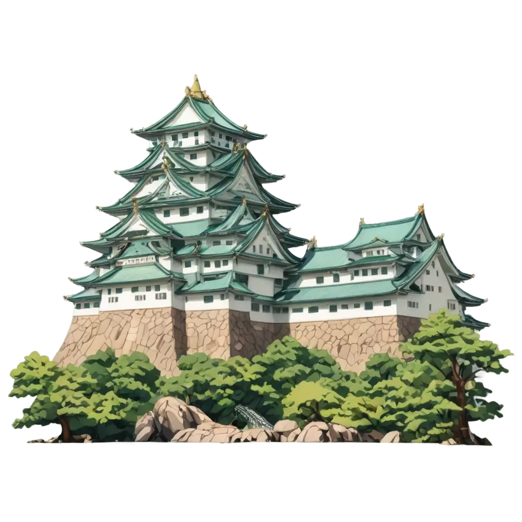 Nagoya-Castle-PNG-Illustration-Captivating-Artwork-Highlighting-Historical-Beauty