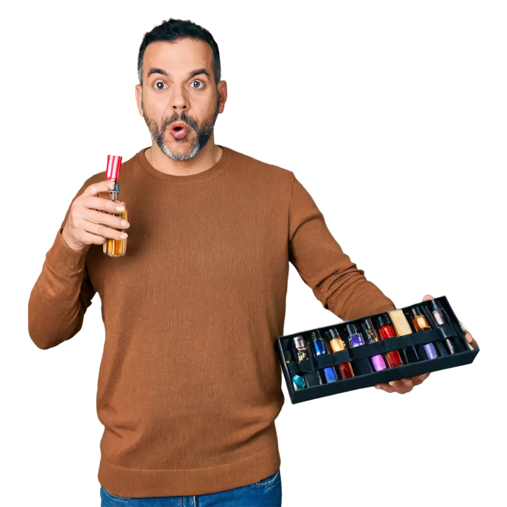 Shocking-Man-Holding-Perfume-Kit-Set-of-4-Perfumes-PNG-Image-for-Enhanced-Visual-Appeal-and-Versatility