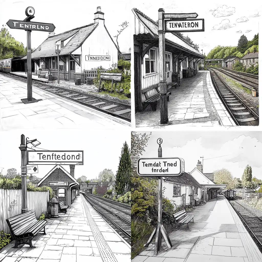 Train-station-sign-sketchBlack-and-White-Sketch-of-Tenterden-Train-Station-Sign