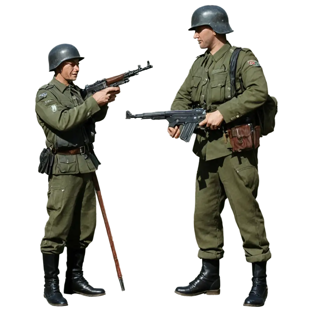 German police Hipo of World War 2 and Heer German soldiers of World War 2, weapon contact