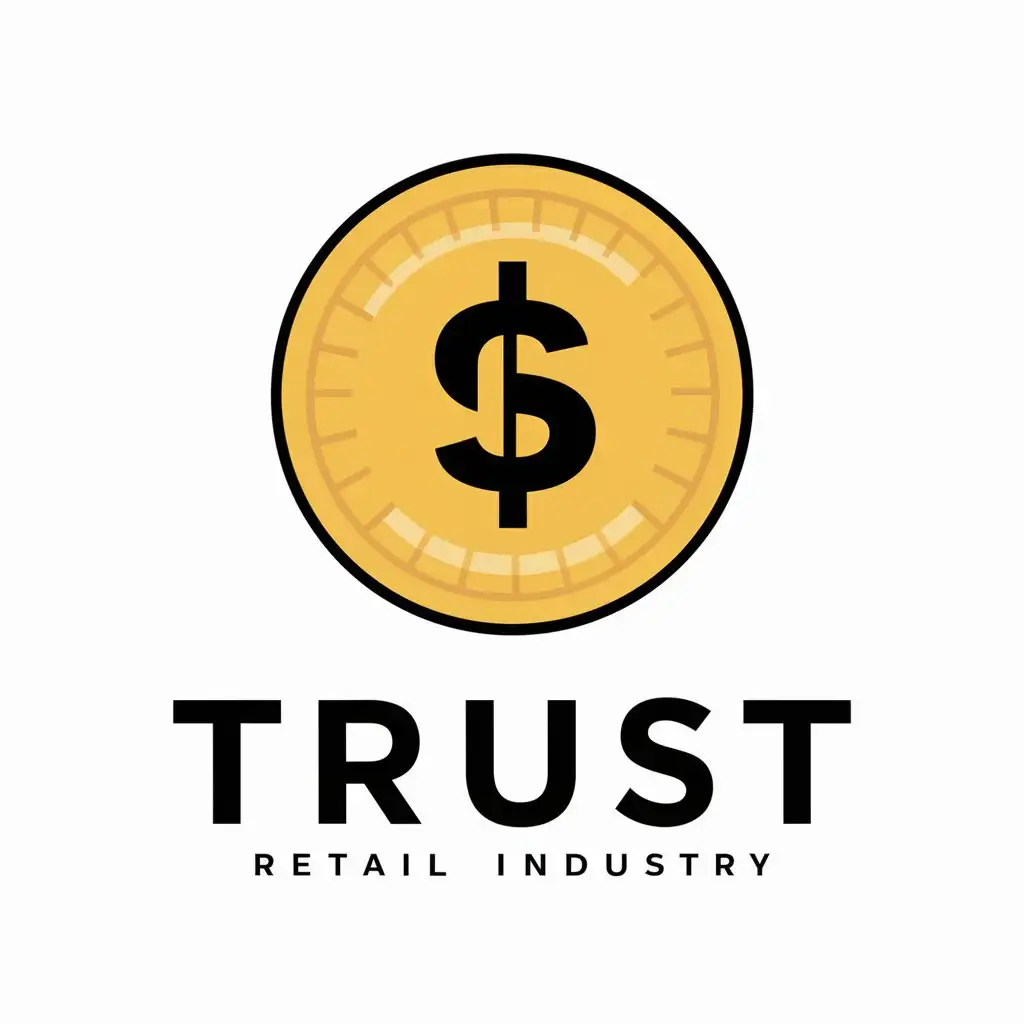 a vector logo design,with the text "Trust", main symbol:Money, cryptocurrency,Moderate,be used in Retail industry,clear background