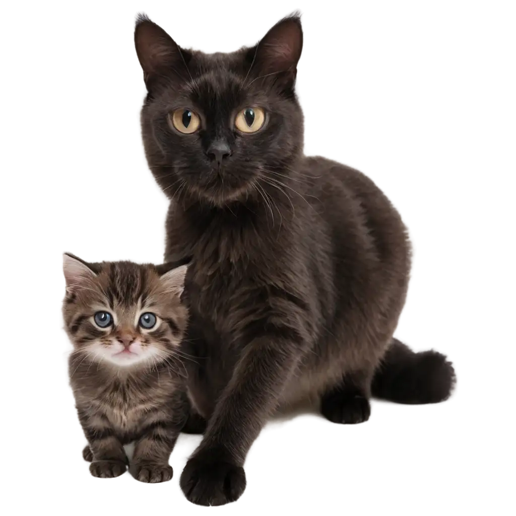 PNG-Image-of-a-Cat-and-Its-Baby-HighQuality-Illustration-for-Various-Uses