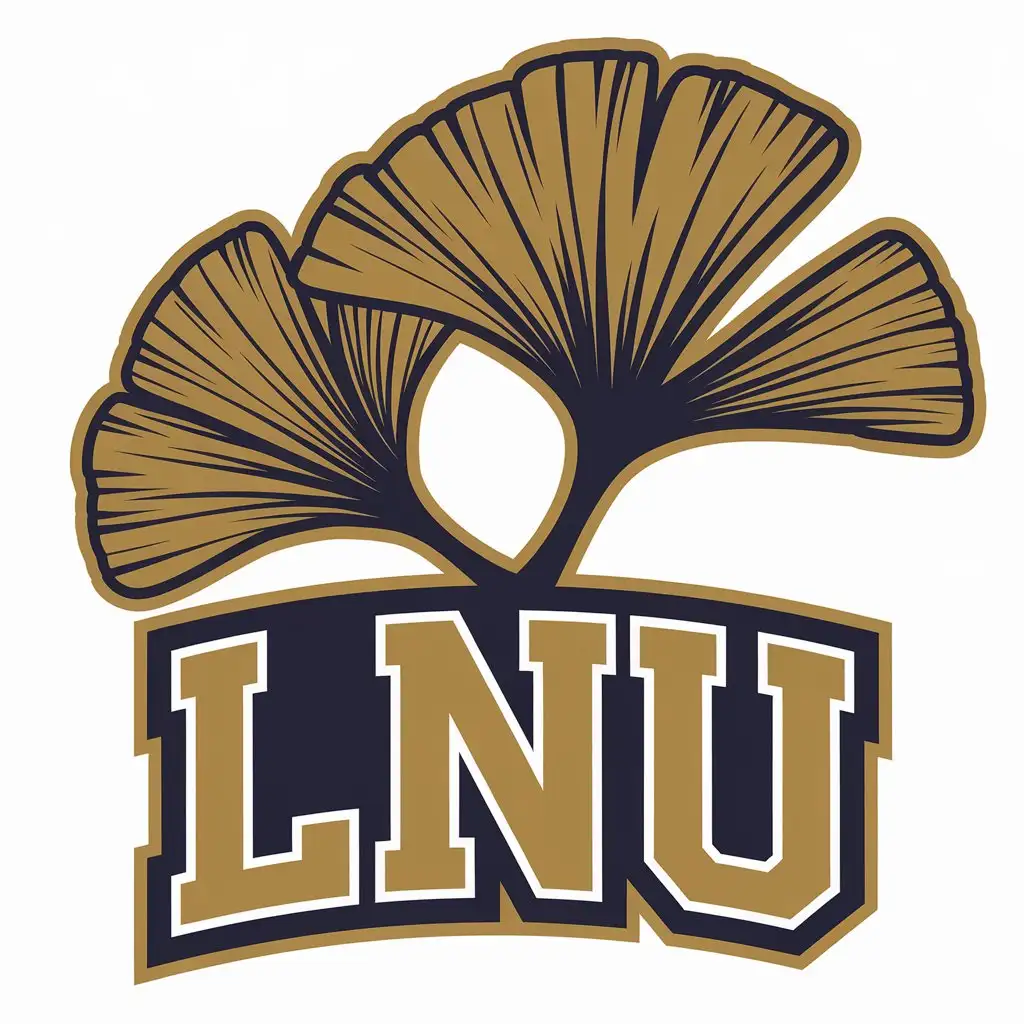 a vector logo design,with the text "LNU", main symbol:ginkgo leaves,Moderate,be used in basketball industry,clear background