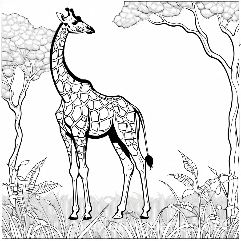 Giraffe-Eating-Leaves-Coloring-Page