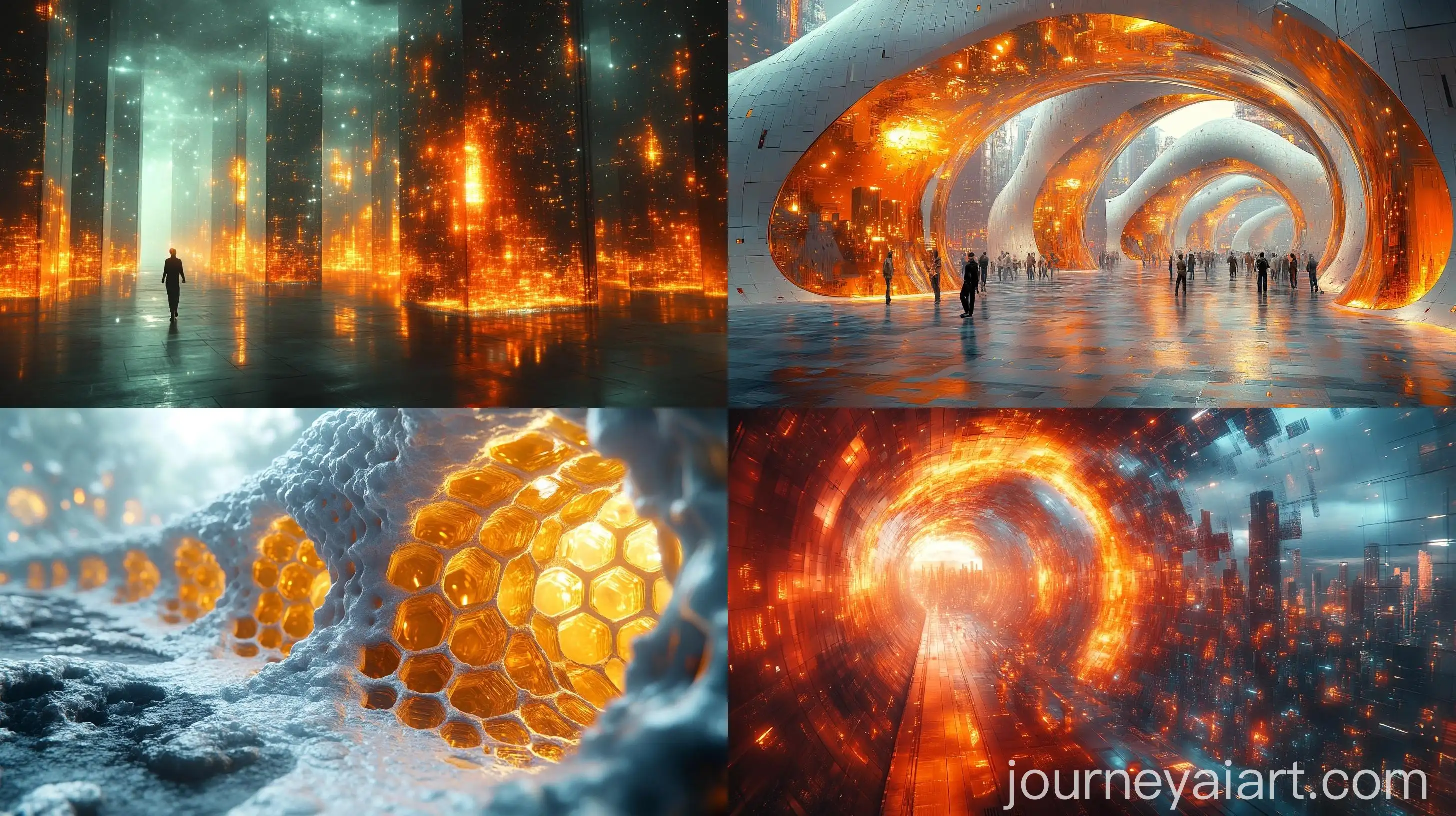 Futuristic-Cityscape-Inside-the-Beehive-Abstract-Art-Integration