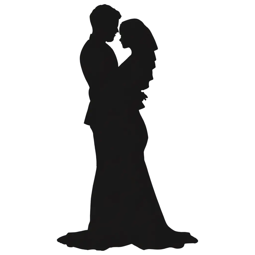 Islamic wedding bride and groom in silhouette