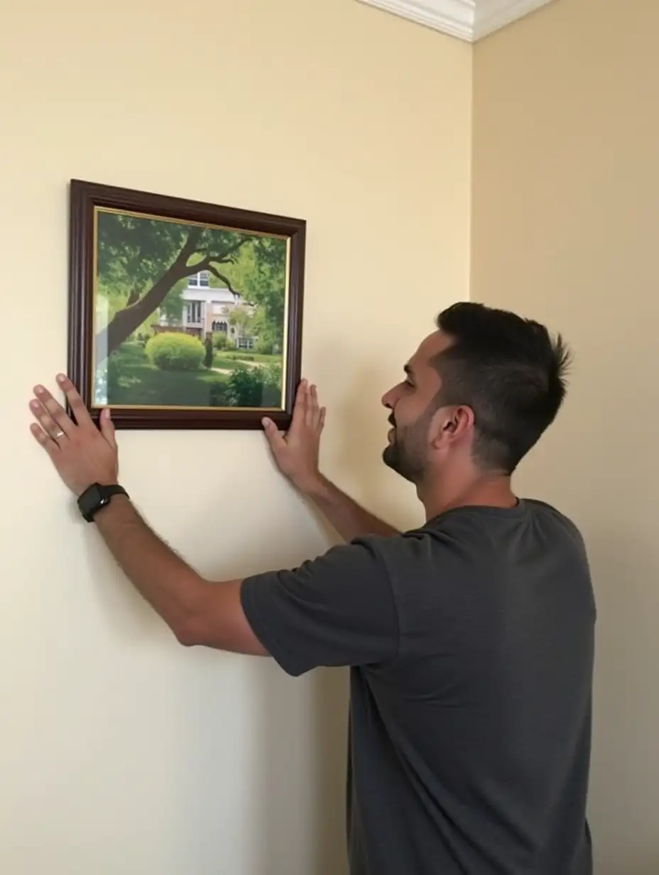 Ravi brought the picture home and hung it on the wall.