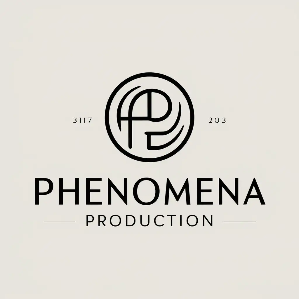 a vector logo design,with the text "phenomena production", main symbol:phenomena,Moderate,be used in Entertainment industry,clear background