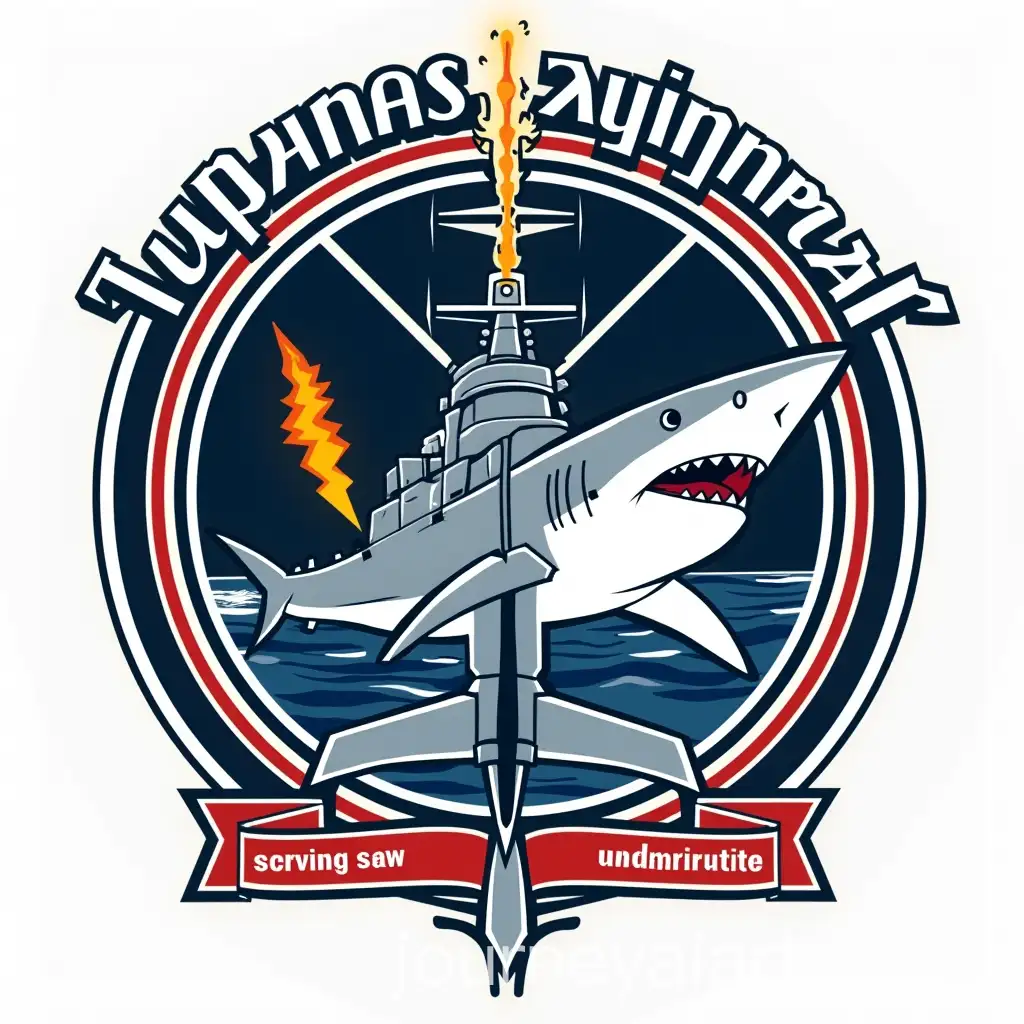 Logo-Design-for-Weapons-Electrical-Department-of-HTMS-Rattanakosin-Featuring-Harpoon-Missile-Albatros-SAM-and-White-Shark