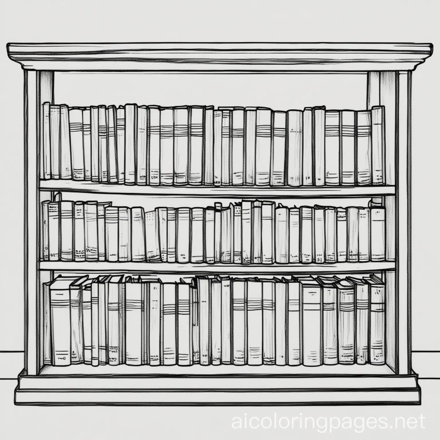 Childrens-Coloring-Page-of-Books-on-Bookcase