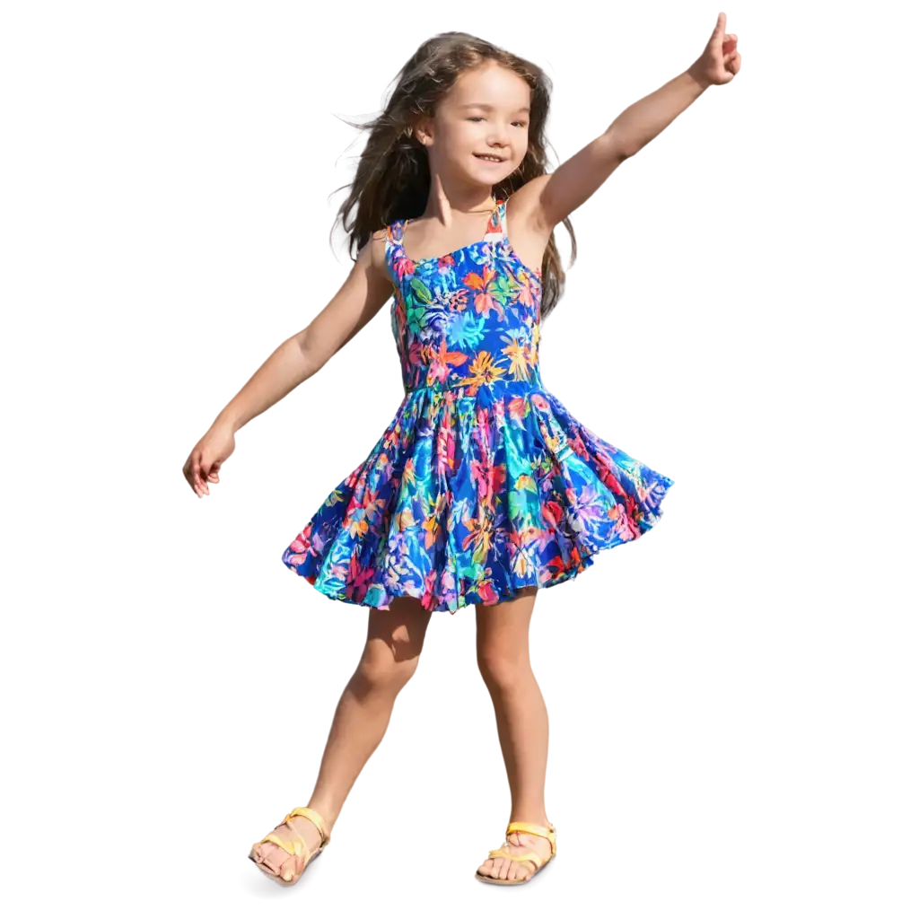 Cute-Little-Girl-Dancing-on-a-Beach-in-a-Colorful-Dress-PNG-Image-Vibrant-and-HighQuality-Digital-Art