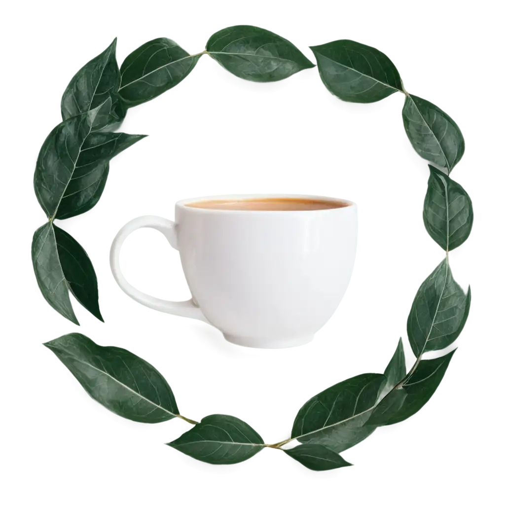 White-Cup-Surrounded-by-Dark-Green-Leaflets-High-Quality-PNG-Image-for-Various-Applications