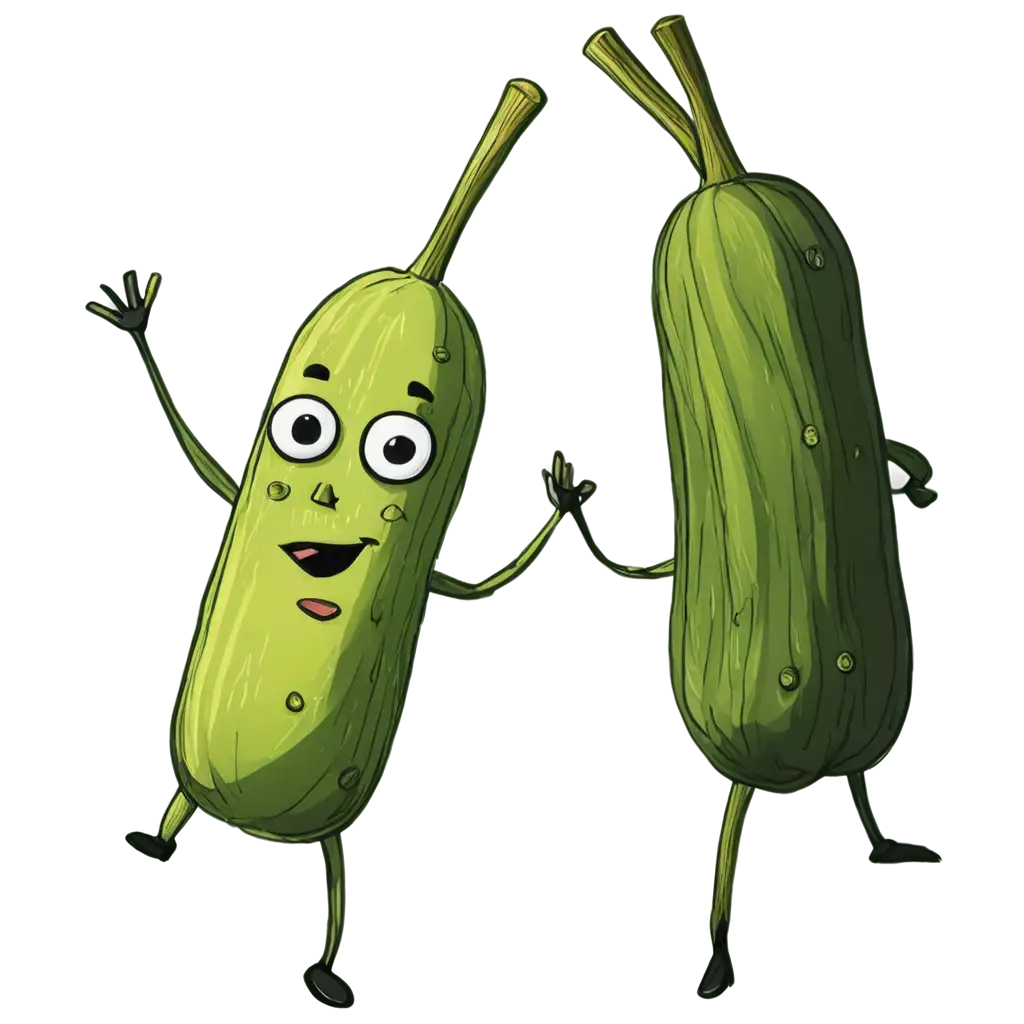 Cartoon-Caricature-of-a-Small-Slender-Pickle-HighQuality-PNG-Image-for-Creative-Use