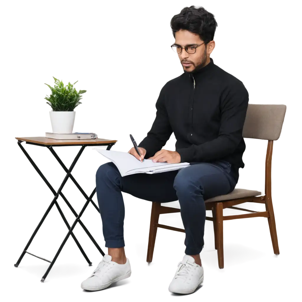 Indian-Male-Age-26-StudPNG-Image-SEO-Scenariosying-and-Writing-on-Notebook-PNG-Image-for-Enhanced-Creativity-and-Focus