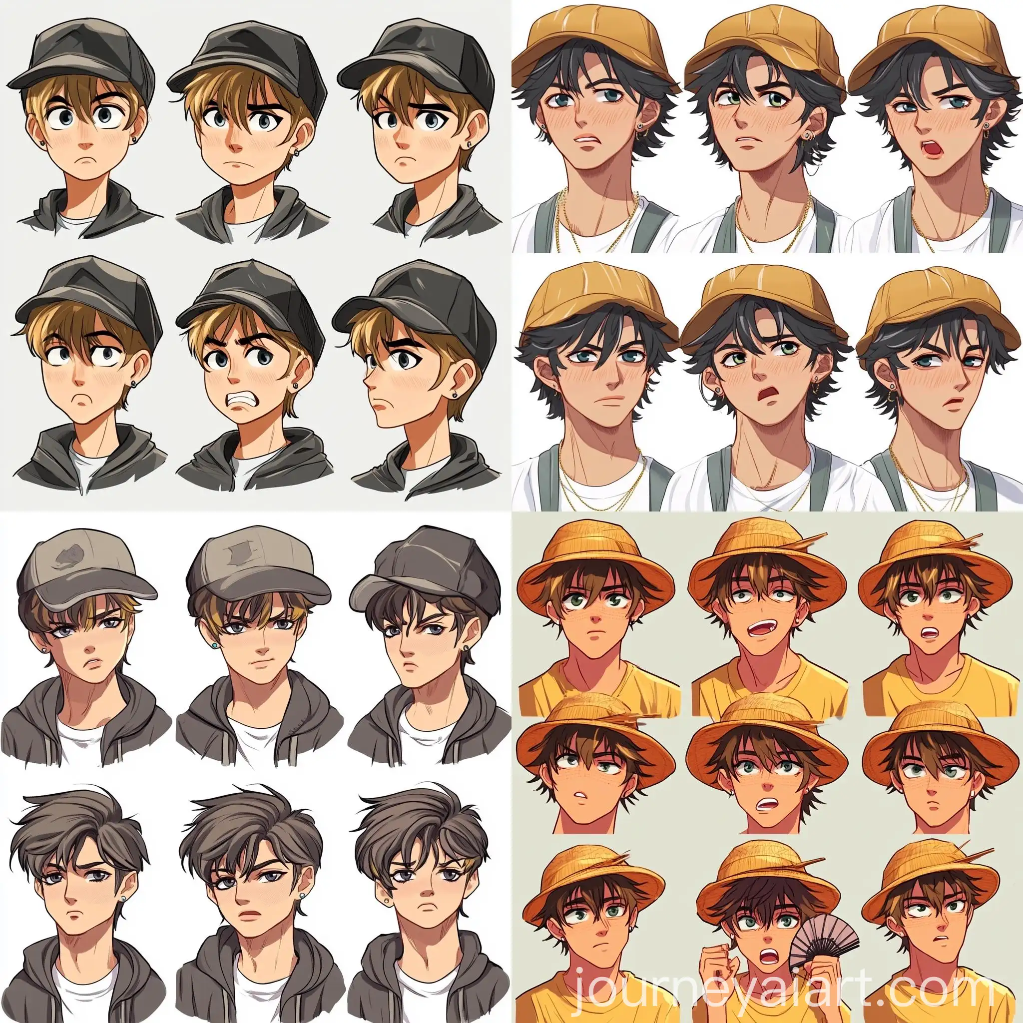 Young-Man-with-Short-Hair-and-Ear-Piercing-Expressing-Various-Emotions