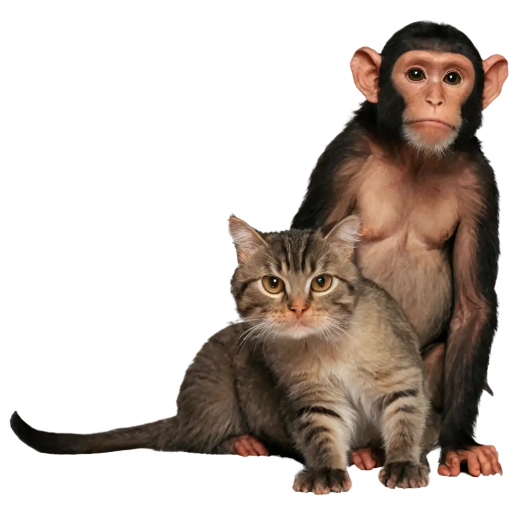 Vibrant-PNG-Image-of-a-Monkey-with-a-Cat-Perfect-for-Creative-Projects