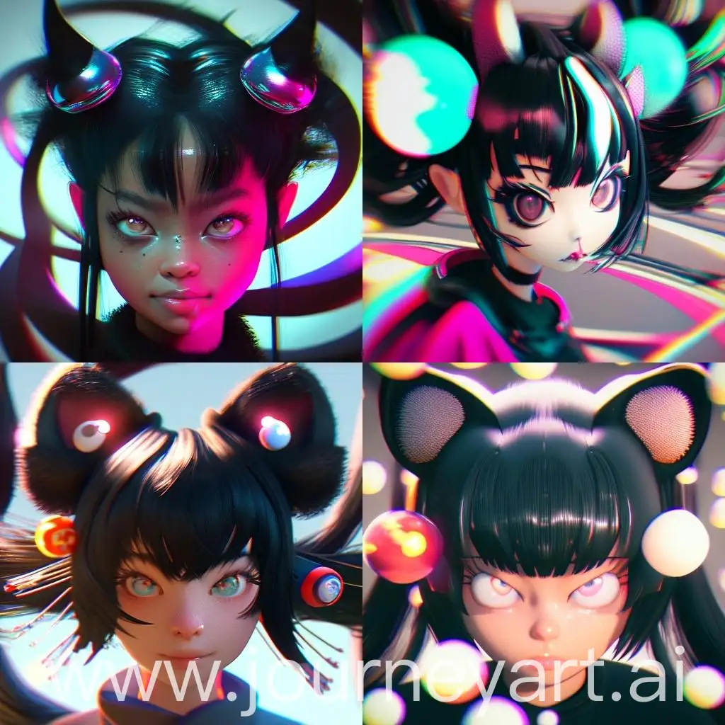 Surrealistic-Character-with-Black-Hair-Animal-Ears-and-Playful-Expression