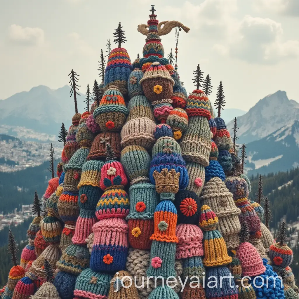 Whimsical-Knit-Mountain-Landscape-with-Colorful-Yarn