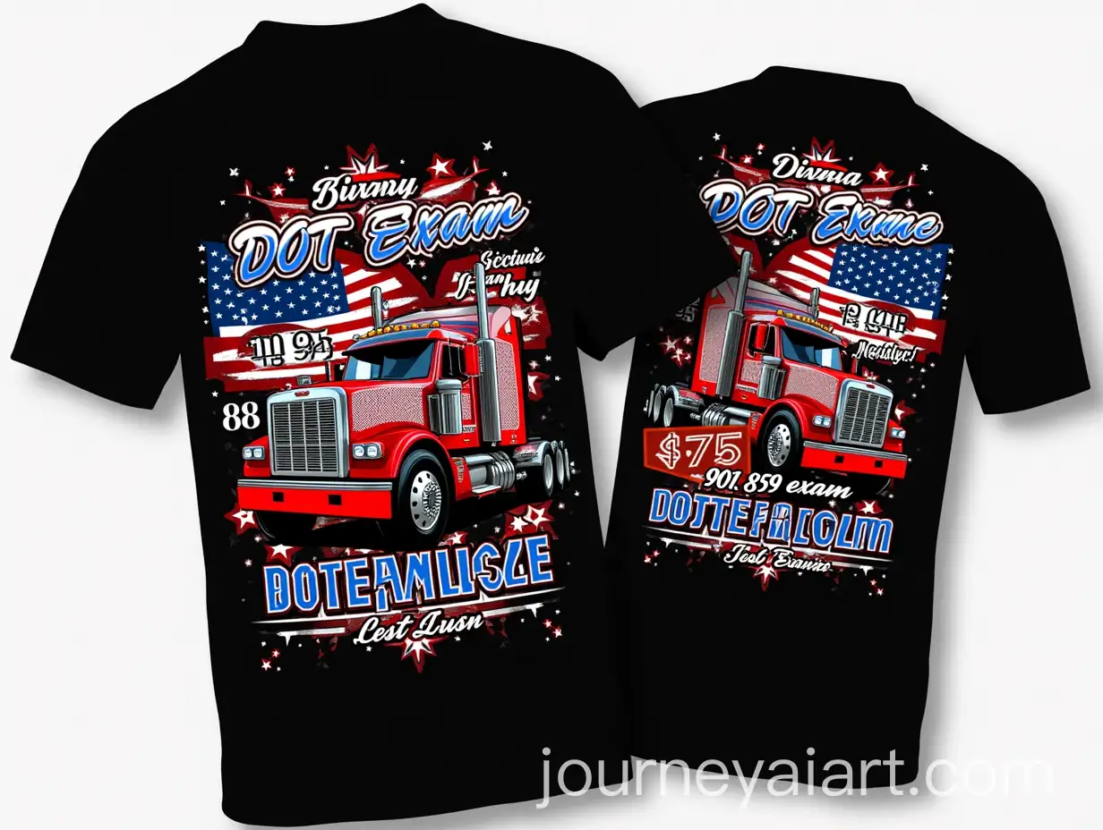 Bold-Tshirt-Design-with-Red-White-and-Blue-Elements-Featuring-18Wheeler-Truck-and-American-Flag
