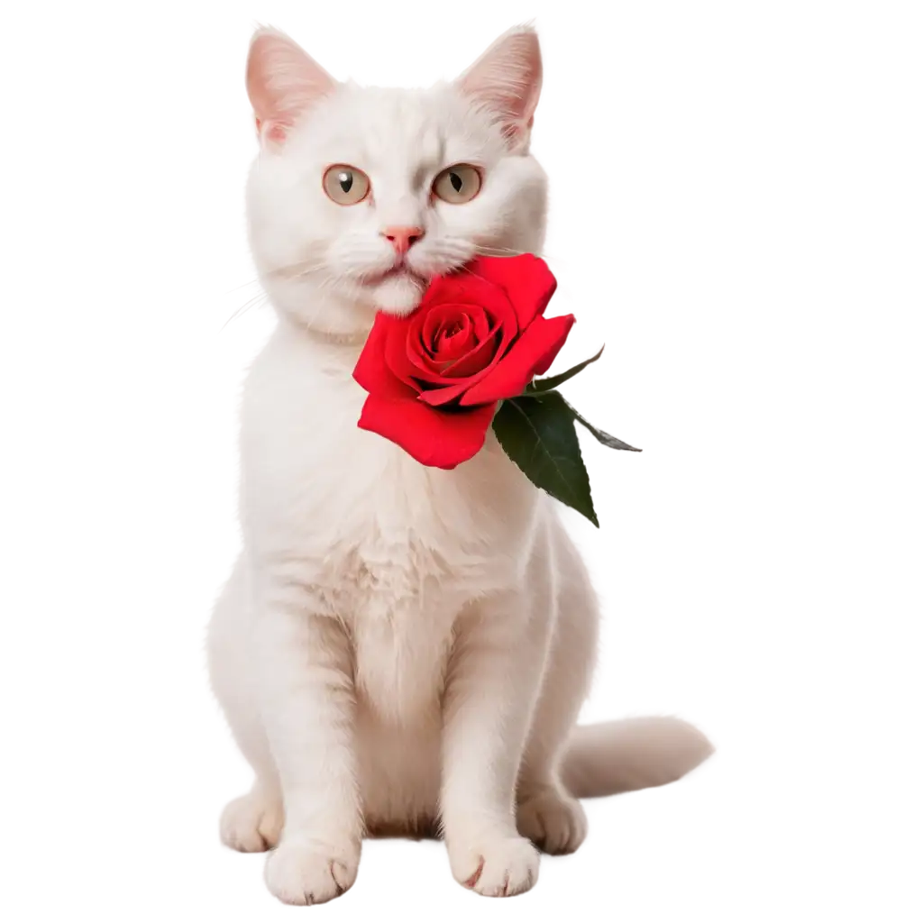 Little-White-Cat-with-Red-Rose-on-Its-Mouth-PNG-Perfect-for-Graphic-Design-and-Digital-Projects