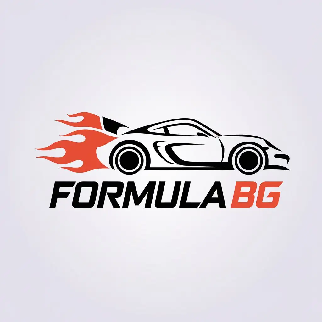 LOGO Design for Formula BG Minimalist Racing Car and Flames with Porsche Style for Sports Fitness Industry