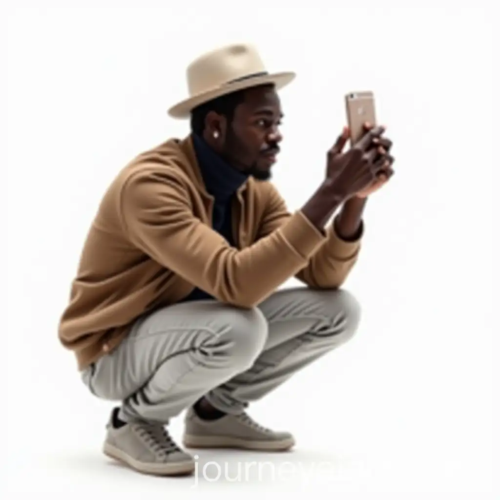 Young-African-Man-in-Streetwear-Photography-Pose-with-iPhone