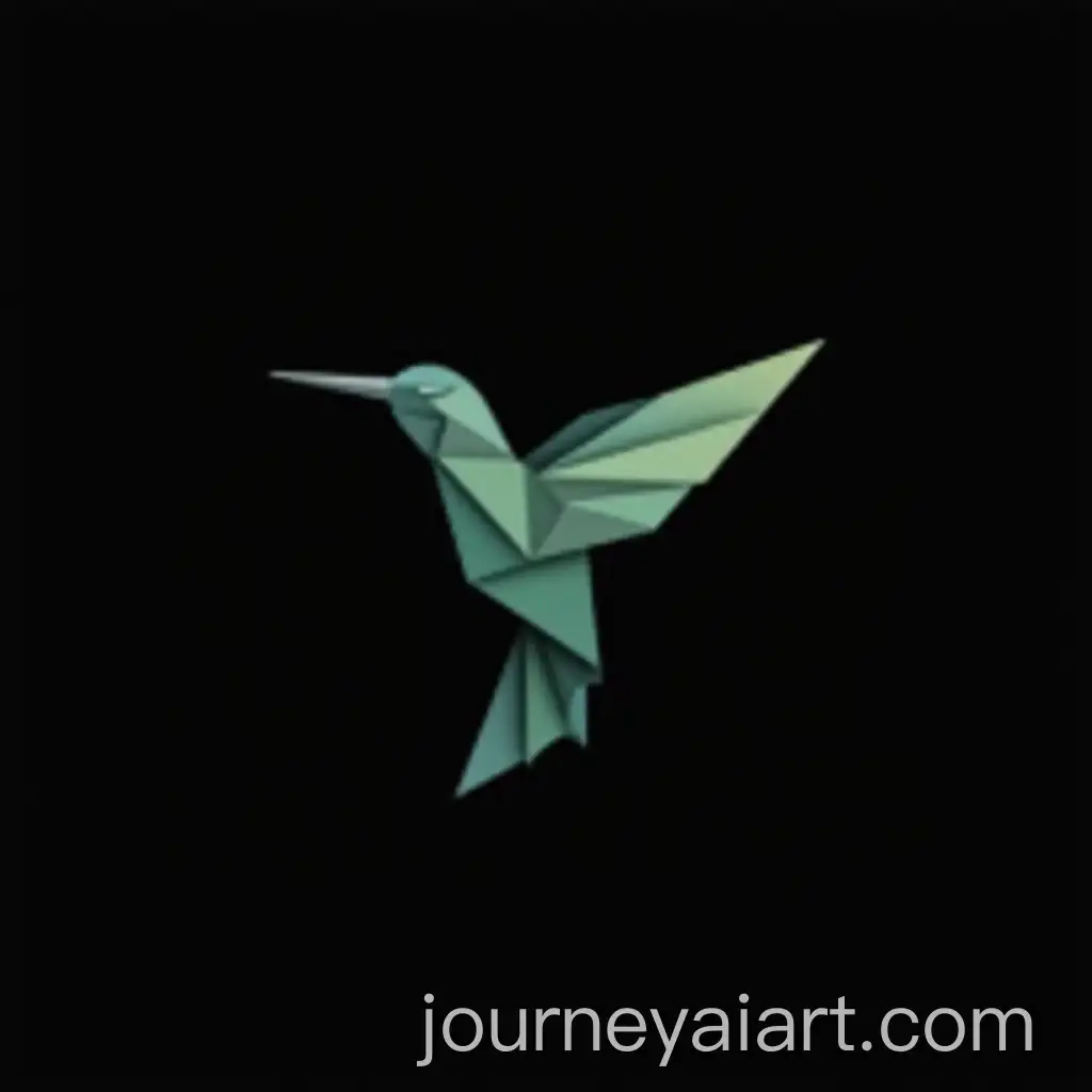 Origami-Hummingbird-Logo-in-Gray-and-Green-on-Black-Background