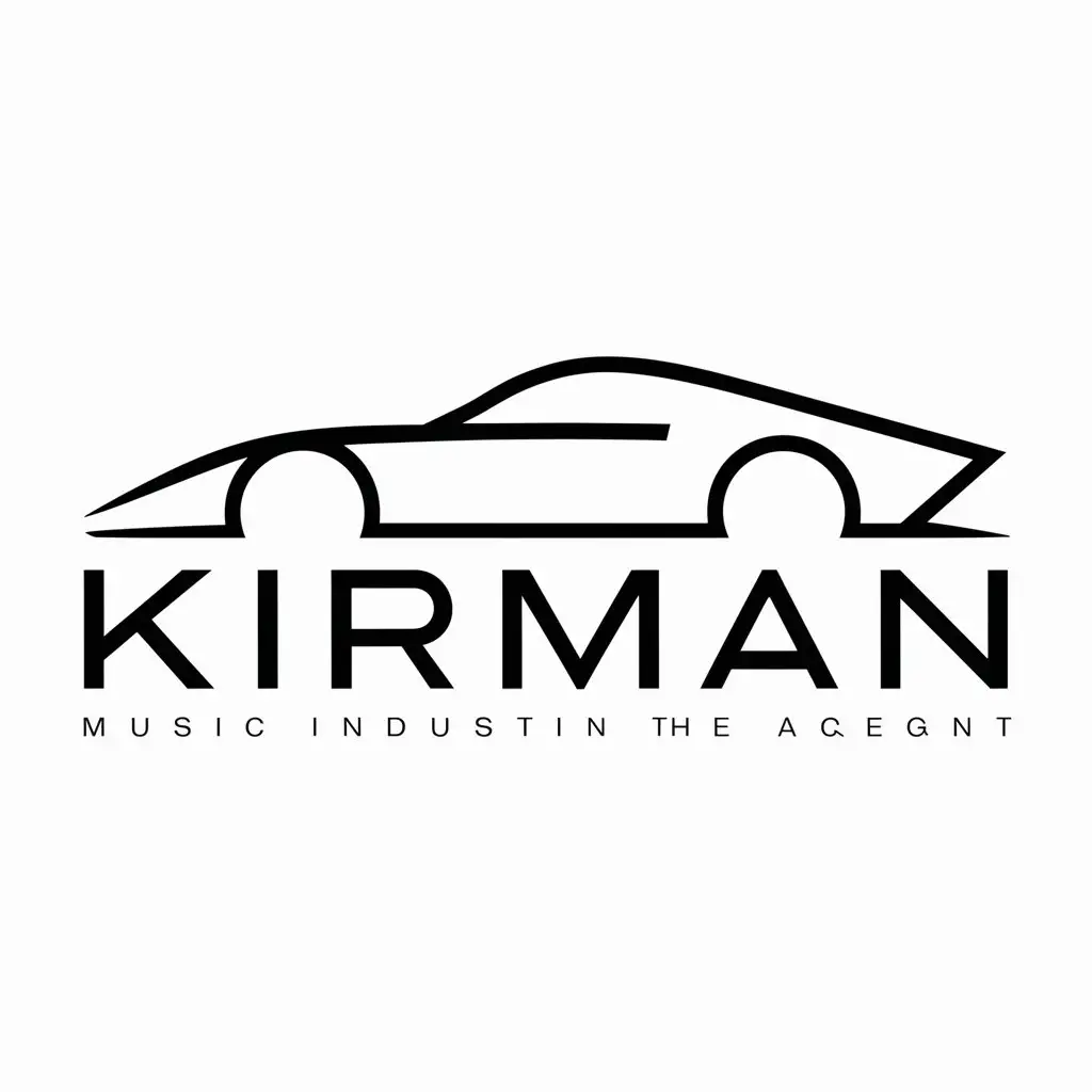 a logo design,with the text "KIRMAN", main symbol:car,Minimalistic,be used in Music industry,clear background