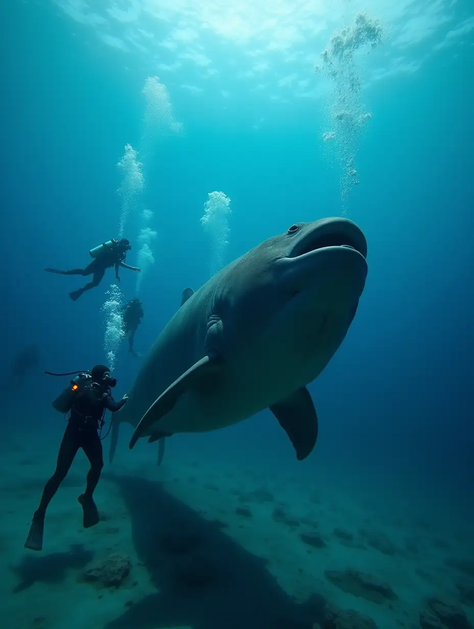 Anoplogaster-Cornuta-Swimming-with-Divers-in-Underwater-POV-Scene