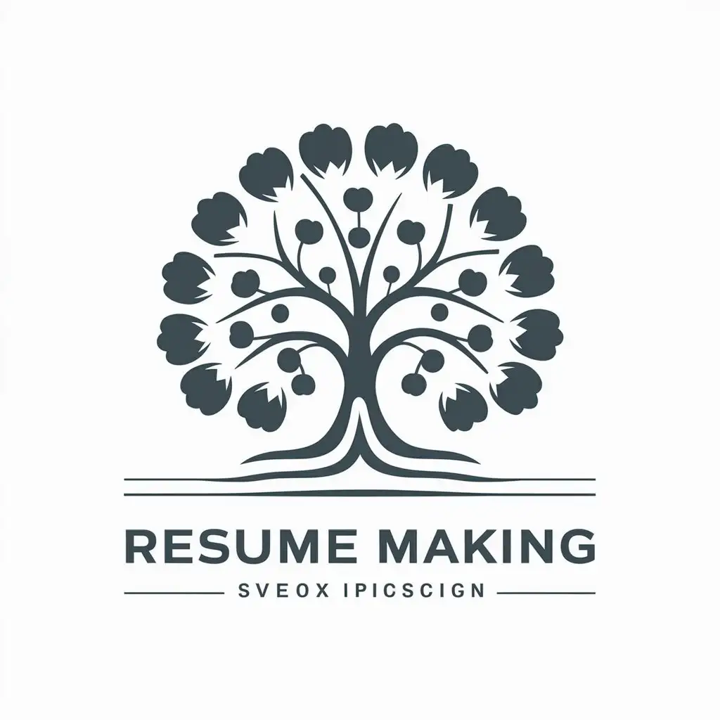 LOGO-Design-for-Resume-Making-Elegant-Tree-Peony-Symbol-in-Vector-Art