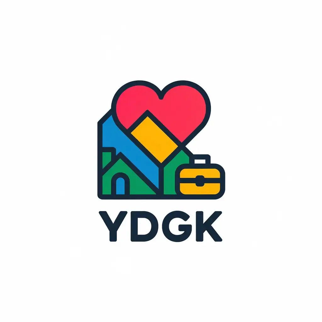 LOGO Design for YDGK Heart House Suitcase Symbol for Home Family Industry