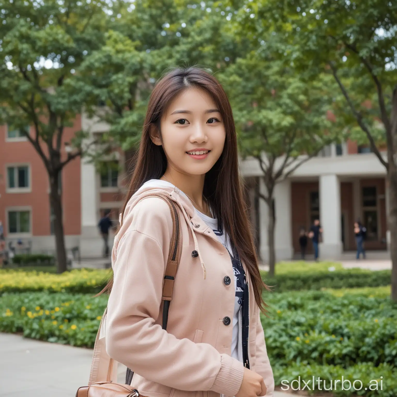 Pretty-Asian-College-Girl-on-Campus