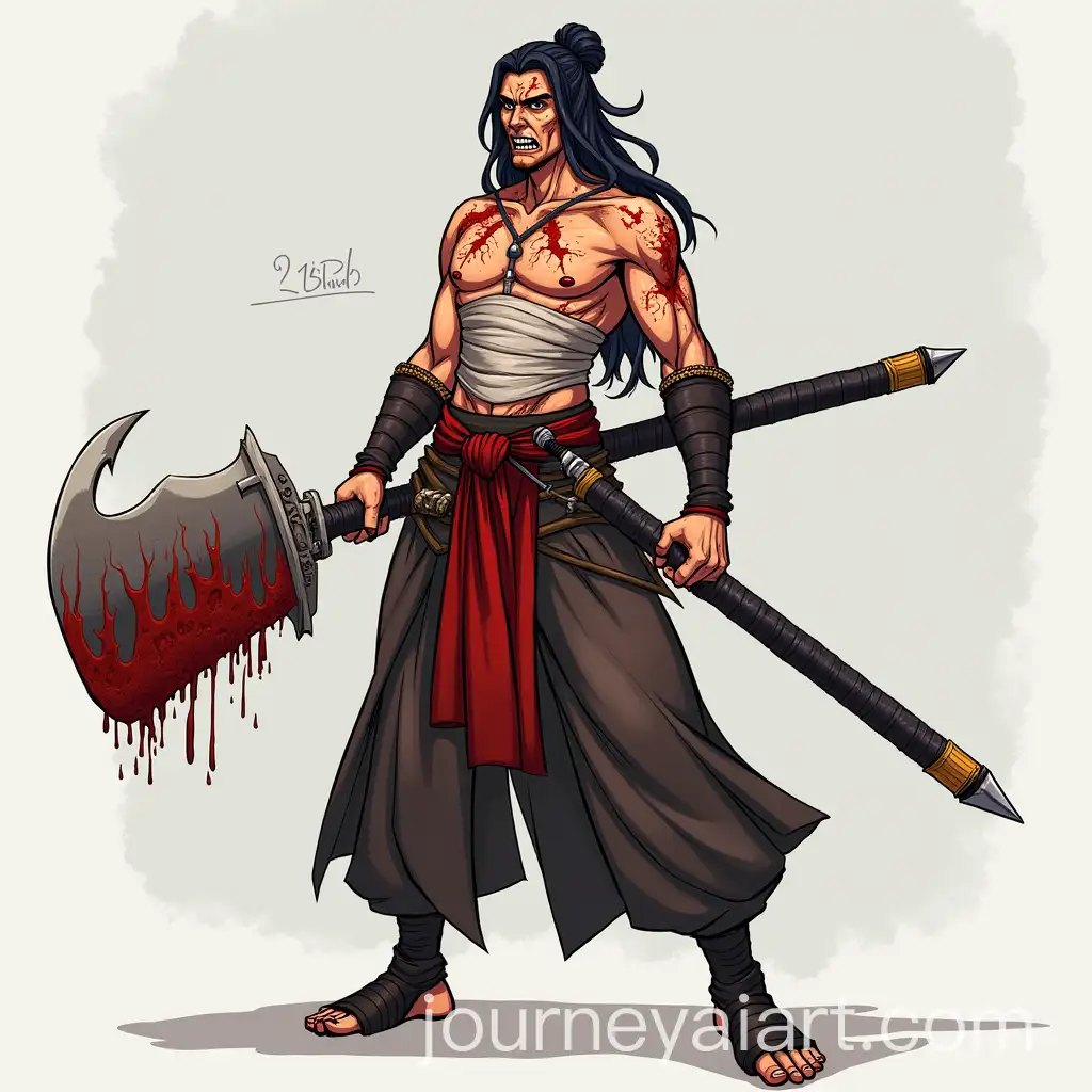 Funnu-the-Anger-Crab-Clan-Warrior-with-Battle-Scars-and-Tetsubo