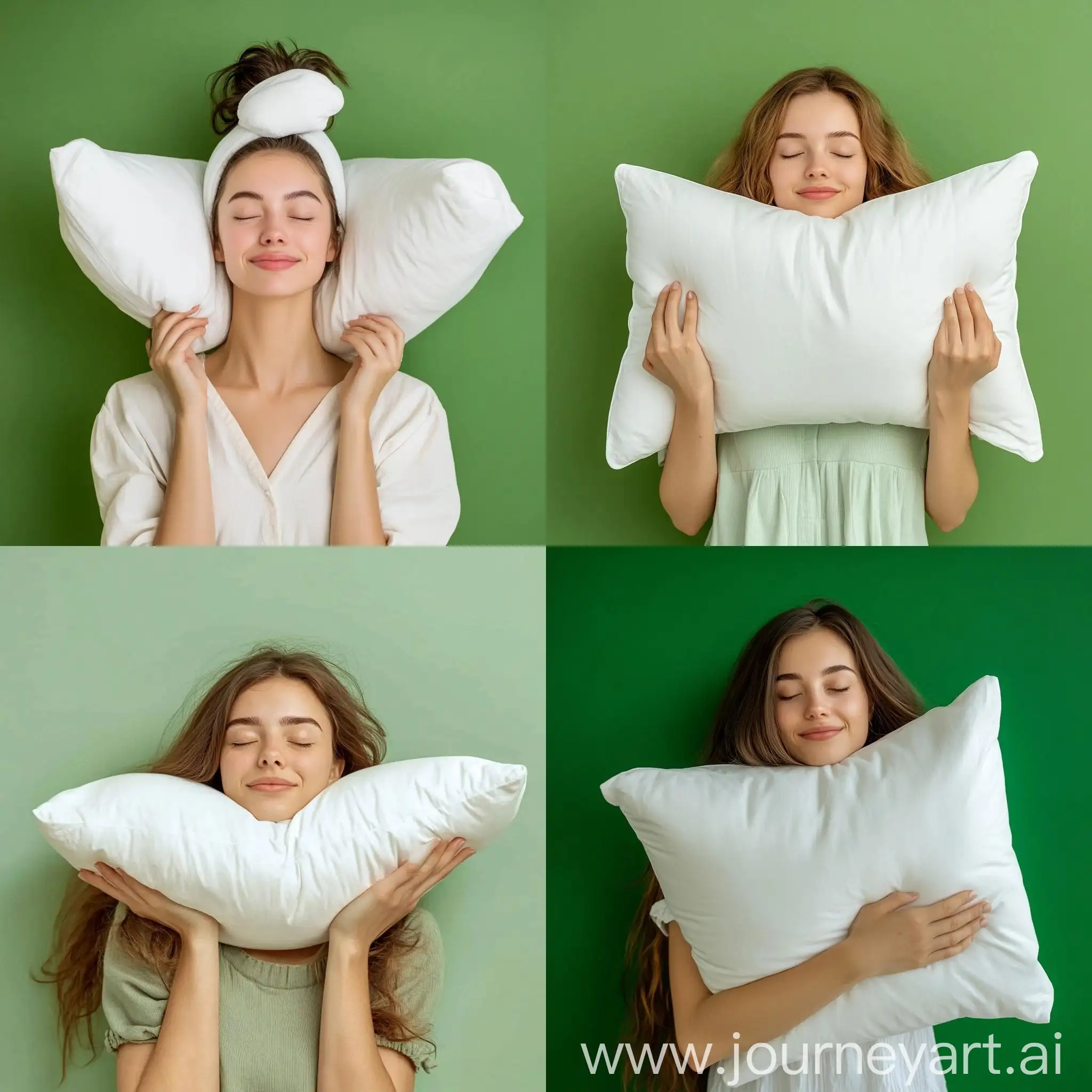 Young-Woman-Holding-White-Pillow-with-Closed-Eyes