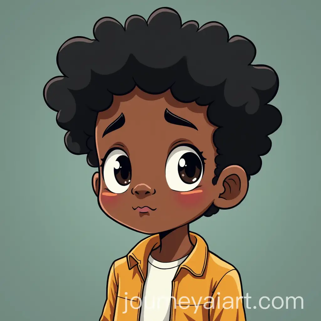 SevenYearOld-Black-Boy-Writing-a-Depressing-Letter-in-Cartoon-Style