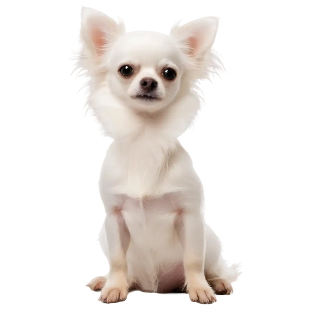 A small white Chihuahua with long hair