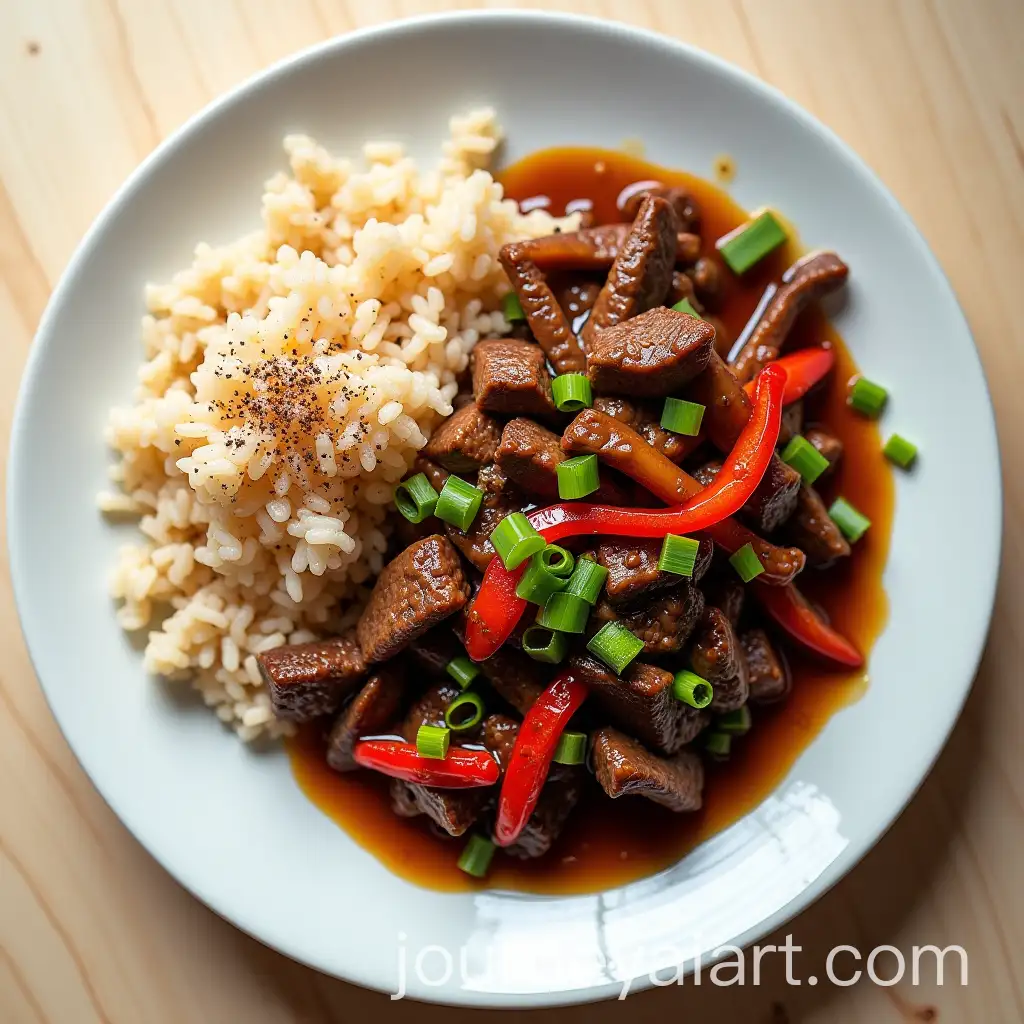 StirFried-Beef-with-Bell-Peppers-and-Rice-on-a-Ceramic-Plate
