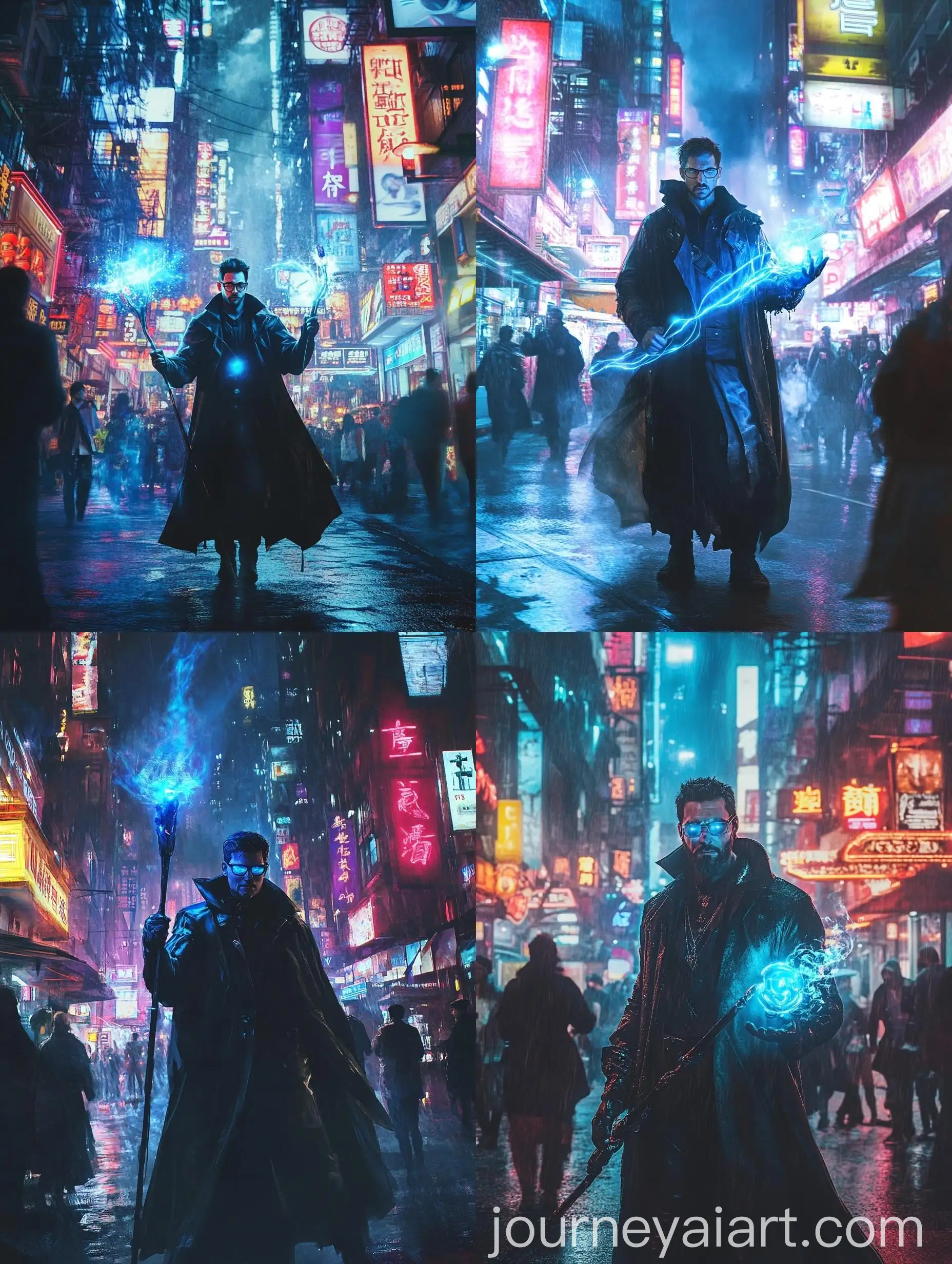 Mysterious-Man-with-Glowing-Staff-in-Urban-Night-Scene