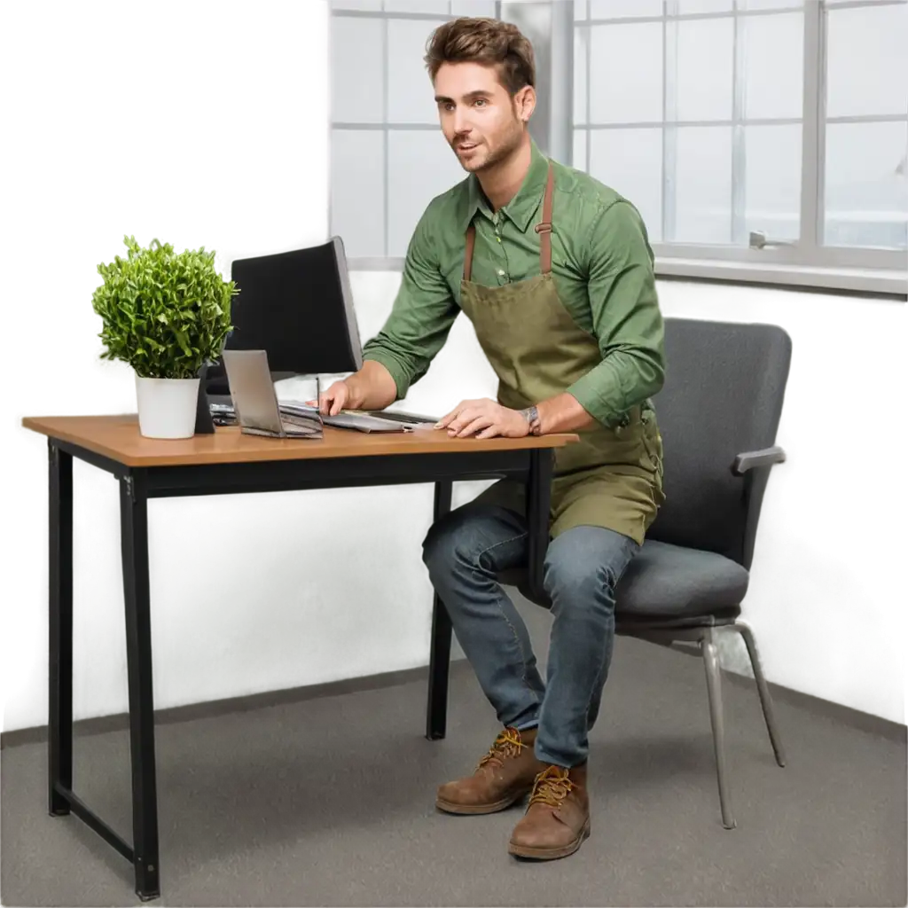 PNG-Image-of-a-Gardener-in-Office-Unique-Concept-for-Artistic-Representation