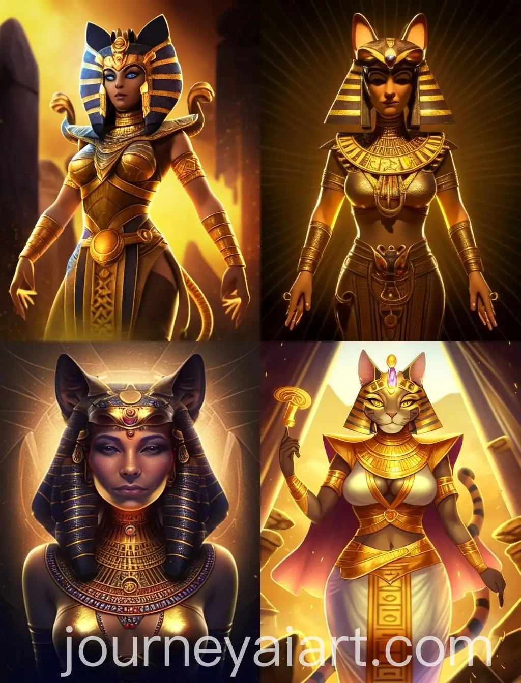 Hathor-Egyptian-Goddess-with-Jaguar-in-Golden-Hues